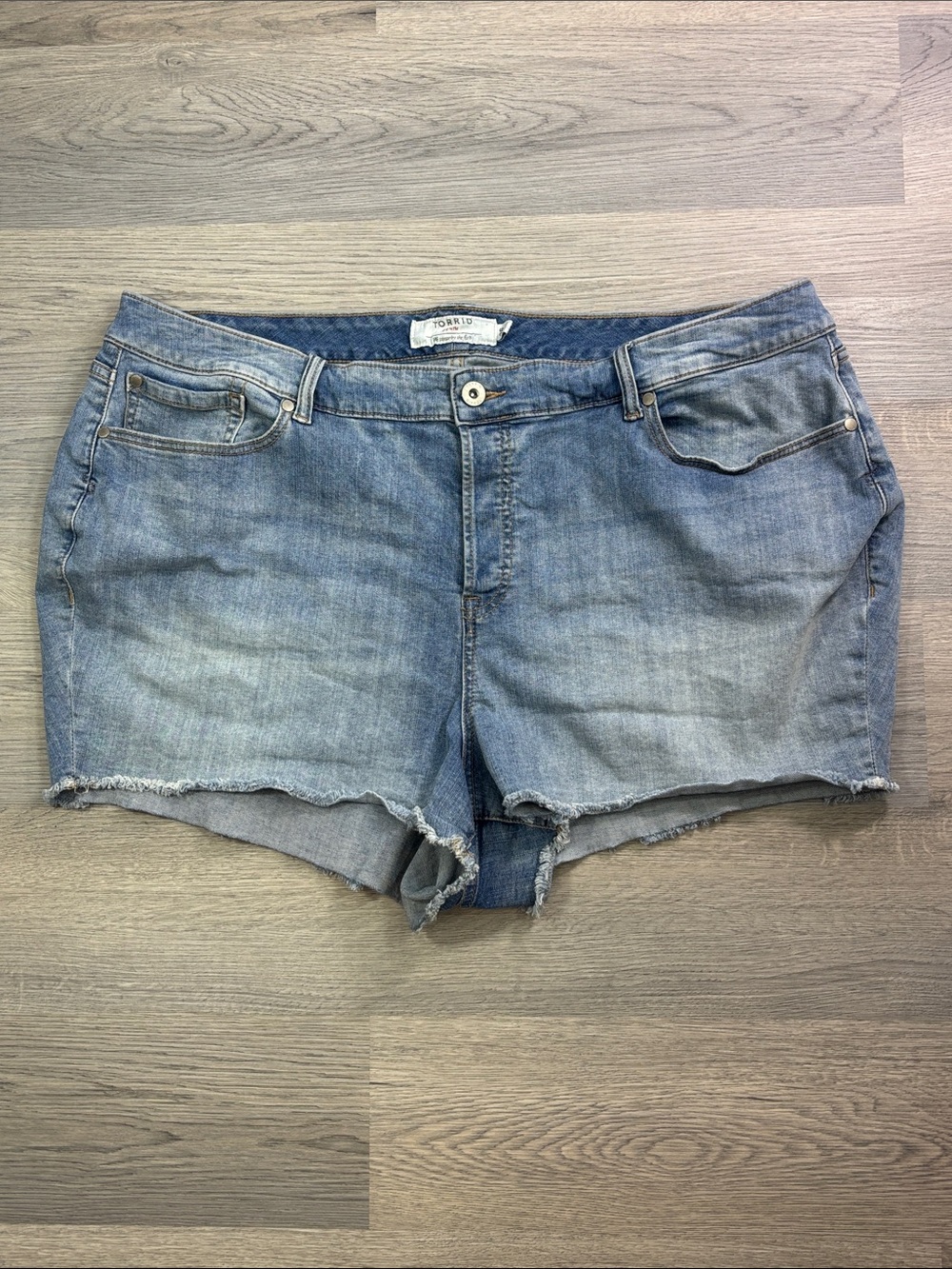 Torrid Button Fly Distressed Denim Shorts - size 26